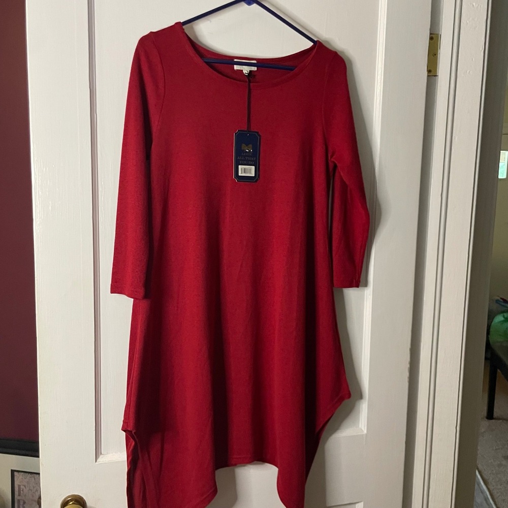 Simply Southern Womens Red Tunic Dress‎ Long Sleeve Casual Small